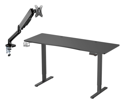 Biurko gamingowe Silver Monkey Biurko elektryczne ED-160 black + UM-600 (sprężyna gazowa)